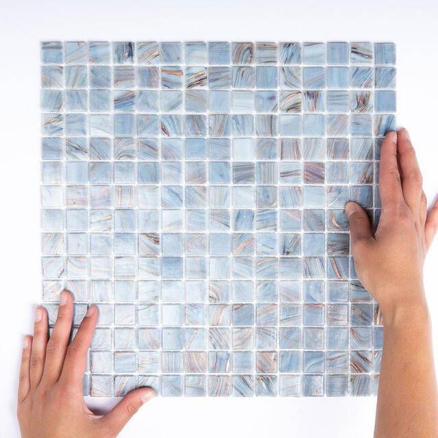 The Mosaic Factory Amsterdam mozaïektegel 32.2x32.2cm wand en vloertegel Vierkant Glas Medium Grey glans GMG651