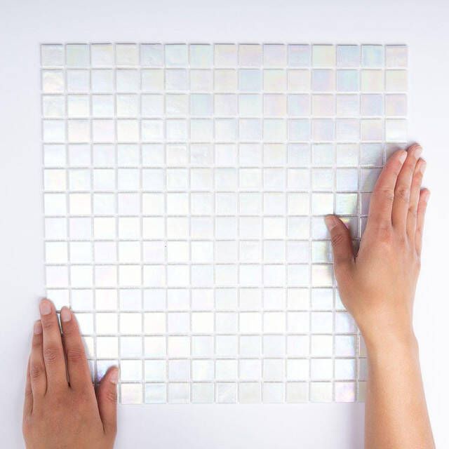 The Mosaic Factory Amsterdam mozaïektegel 32.2x32.2cm wand en vloertegel Vierkant Glas Off White glans GMP114