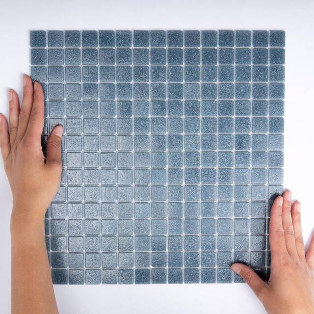 The Mosaic Factory Amsterdam mozaïektegel 32.2x32.2cm wand en vloertegel Vierkant Glas Steel Grey Mat GM07