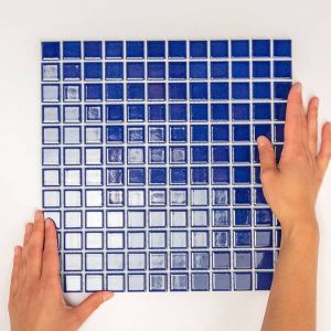 The Mosaic Factory Barcelona Mozaïektegel 2.3x2.3x0.6cm vierkant geglazuurd porselein wand bekleding binnen buiten vorstbestendig glanzend blauw AF230075