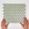 The Mosaic Factory Barcelona mozaïektegel 2.3x2.6x0.5cm Hexagon Geglazuurd porselein Antiek groen met retro rand AFH23500 online kopen