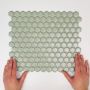 The Mosaic Factory Barcelona mozaïektegel 26x30cm wandtegel Zeshoek Hexagon Porselein Soft Green with Edge Glans AFH23500 - Thumbnail 1