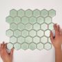 The Mosaic Factory Barcelona mozaïektegel 28.2x32.1cm wandtegel Zeshoek Hexagon Porselein Light Green Edge Glans AFH06052 - Thumbnail 1