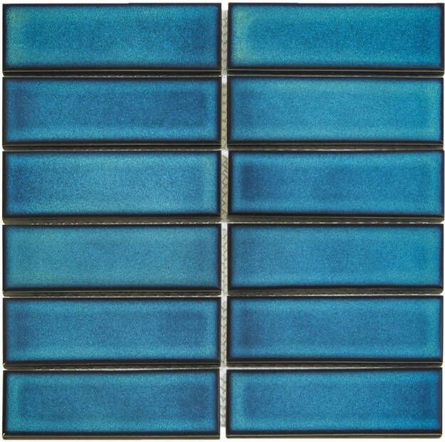The Mosaic Factory Barcelona mozaïektegel 29.1x29.7cm wandtegel Rechthoek Porselein Azure Blue speckle Glans AF45625