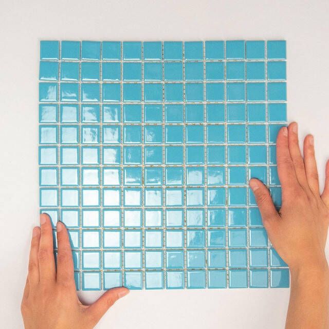 The Mosaic Factory Barcelona mozaïektegel 30x30cm wandtegel Vierkant Porselein Blue Glans AF230075