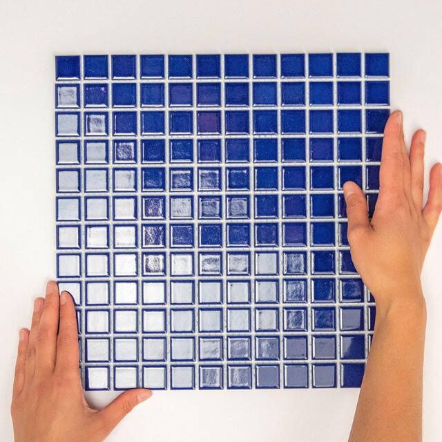 The Mosaic Factory Barcelona mozaïektegel 30x30cm wandtegel Vierkant Porselein Dark Blue Glans AF230080