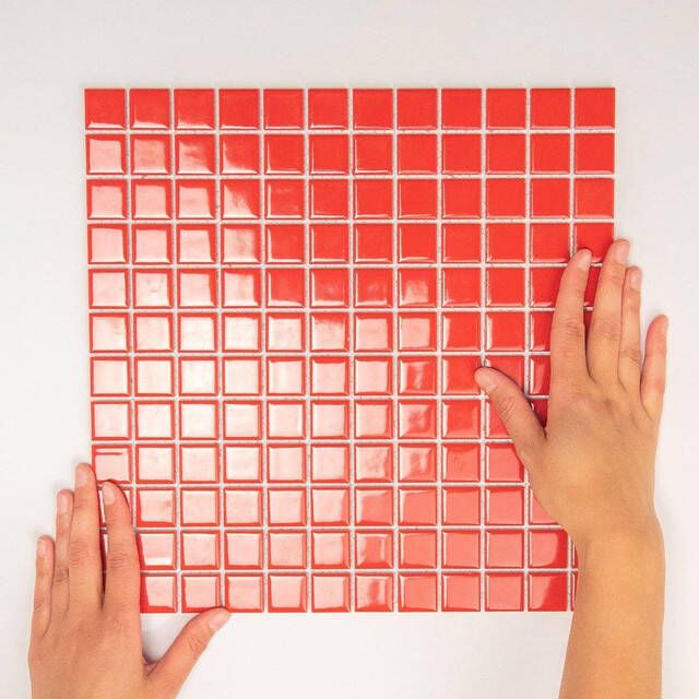 The Mosaic Factory Barcelona mozaïektegel 30x30cm wandtegel Vierkant Porselein Red Glans AF230053
