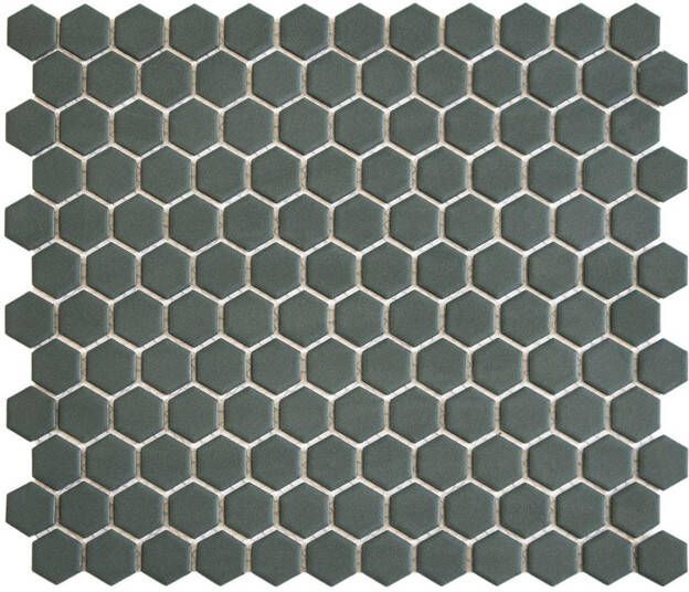 The Mosaic Factory Hexagon mozaïektegel 26x30cm wand en vloertegel Zeshoek Hexagon Porselein Camo Green Mat HM23550