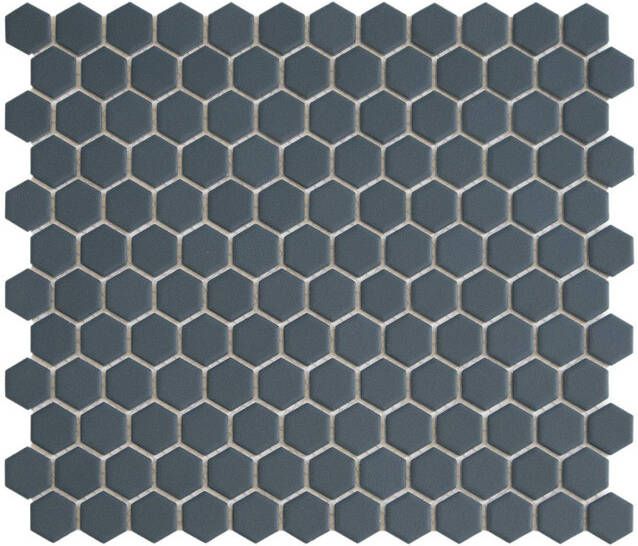 The Mosaic Factory Hexagon mozaïektegel 26x30cm wand en vloertegel Zeshoek Hexagon Porselein Navy Blue Mat HM23710