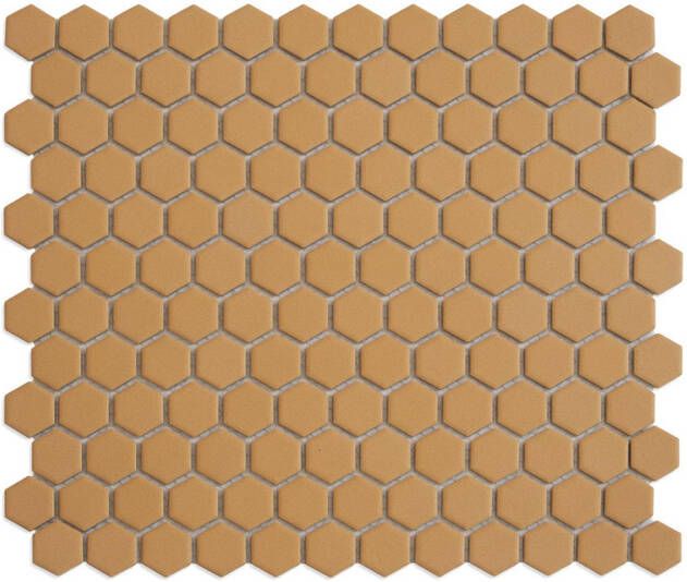 The Mosaic Factory Hexagon mozaïektegel 26x30cm wand en vloertegel Zeshoek Hexagon Porselein Tuscany Gold Mat HM23025