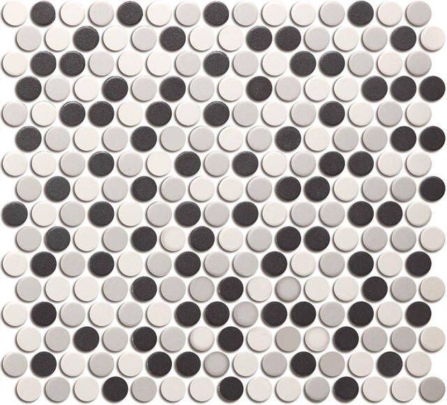 The Mosaic Factory London Mozaïektegel 1.9x0.5x0.5cm vloertegel binnen buiten rond keramiek wit grijs zwart mix LOPMIX4
