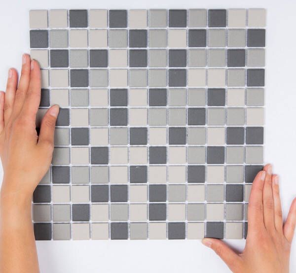 The Mosaic Factory London mozaïektegel 2.3x2.3x0.6cm wandtegel voor binnen en buiten vierkant porselein grijs ongeglazuurd LO2329 online kopen