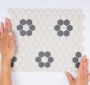 The Mosaic Factory London mozaïektegel 26x30cm wand en vloertegel Zeshoek Hexagon Porselein White + Black Mat LOH-Kensington-4 - Thumbnail 1