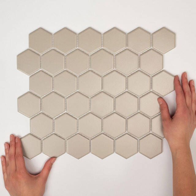 The Mosaic Factory London mozaïektegel 28.2x32.1cm wand en vloertegel Zeshoek Hexagon Porselein Grey Mat LOH1029