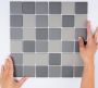 The Mosaic Factory London Mozaïektegel 4.8x4.8x0.6cm vloertegel binnen buiten vierkant keramiek donker grijs Mix LO10MIX1 - Thumbnail 1