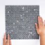 The Mosaic Factory Natural Stone mozaïektegel 30.2x30.2cm wand en vloertegel Vierkant Marmer Nero Anticato Mat NMS925 - Thumbnail 1