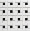 The Mosaic Factory Paris mozaïektegel 2.3x4.8x0.6cm en 2.3x2.3x0.6cm wandtegel voor binnen en buiten pinwheel porselein mat wit met glanzend zwart PAPW140915 online kopen