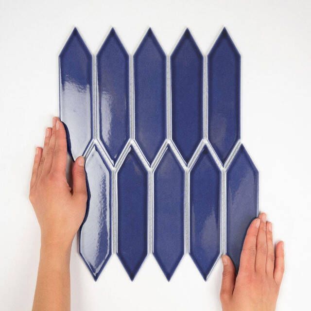 The Mosaic Factory Paris mozaïektegel 25.5x31.5cm wandtegel Zeshoek Hexagon Porselein Blue Glans PAPIC38