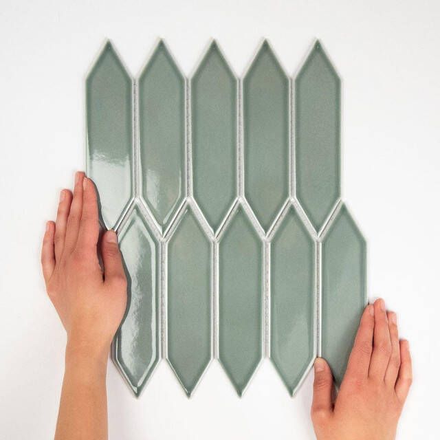 The Mosaic Factory Paris mozaïektegel 25.5x31.5cm wandtegel Zeshoek Hexagon Porselein Green Grey Glans PAPIC82