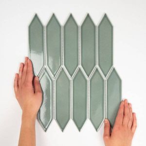 The Mosaic Factory Paris Picket Mozaïektegel 4.8x19.5x.6.5cm wandtegel binnen buiten glans Groen PAPIC82