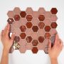 The Mosaic Factory Valencia mozaïektegel 27.6x32.9cm wandtegel Zeshoek Hexagon Gerecycled glas Burgundy mat glans VAL012 - Thumbnail 1