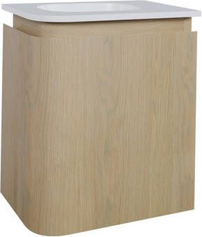Thebalux Epoch Toiletmeubel 36x35x41cm ronding links hoek rechts 1 deur Corian wastafel zonder kraangat Blanc 9TT35133B