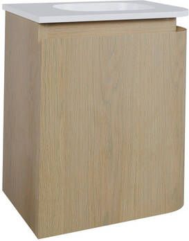 Thebalux Epoch Toiletmeubel 36x35x41cm ronding rechts hoek links 1 deur Corian wastafel zonder kraangat Blanc 9TT35134B