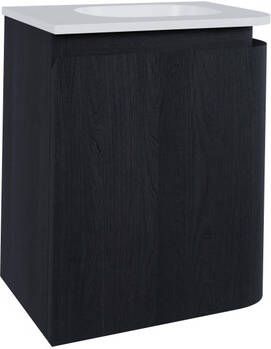 Thebalux Epoch Toiletmeubel 36x35x41cm ronding rechts hoek links 1 deur Corian wastafel zonder kraangat Chocolate 9TT35134C