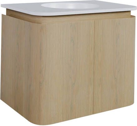 Thebalux Epoch Toiletmeubel 51x35x41cm ronde hoeken 2 deuren Corian wastafel zonder kraangat Blanc 9TT50132B