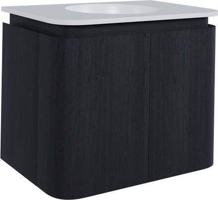 Thebalux Epoch Toiletmeubel 51x35x41cm ronde hoeken 2 deuren Corian wastafel zonder kraangat Chocolate 9TT50132C