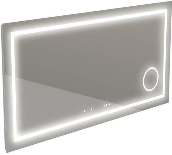 Thebalux Type I spiegel 140x75cm Rechthoek met verlichting bluetooth en spiegelverwarming incl vergrotende spiegel led bluetooth aluminium 4SP140020