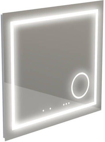 Thebalux Type I spiegel 80x75cm Rechthoek met verlichting bluetooth en spiegelverwarming incl vergrotende spiegel led aluminium 4SP80020