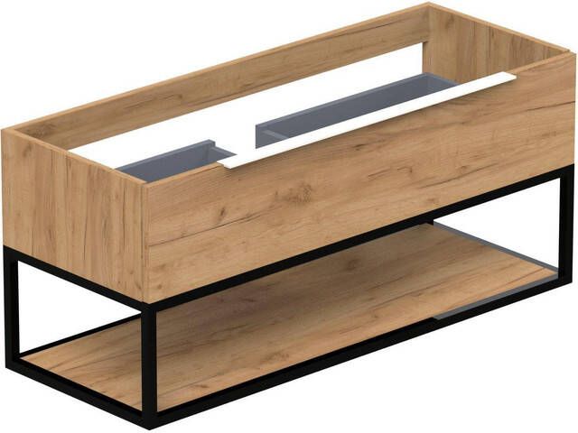 Thebalux Type onderbouwkast 120x45x50cm 1x uitsparing opbouwgreep wit mat 1 softclose lade standaard greep MDF spaanderplaat metaal navarro eiken 1TY120436NA-NW