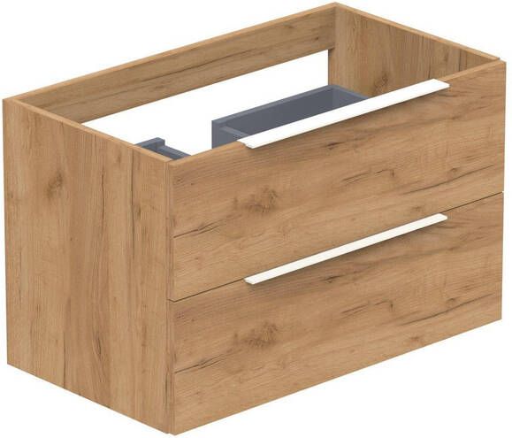 Thebalux Type onderbouwkast 80x45x50cm opbouwgreep wit mat 2 softclose lades standaard greep MDF spaanderplaat sequoia 1TY80170SQ-NW