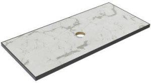 Thebalux Type wastafelblad 100x46cm frame mat zwart Keramiek Marble Carrara 2TY100076M