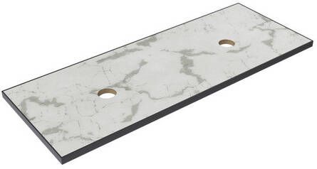 Thebalux Type wastafelblad 120x46cm frame mat zwart Keramiek Marble Carrara 2TY120077M