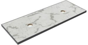 Thebalux Type wastafelblad 120x46cm frame mat zwart Keramiek Marble Carrara 2TY120077M