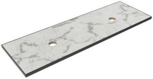 Thebalux Type wastafelblad 140x46cm frame mat zwart Keramiek Marble Carrara 2TY140077M
