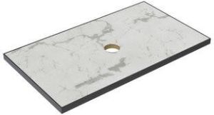 Thebalux Type wastafelblad 80x46cm frame mat zwart Keramiek Marble Carrara 2TY80076M