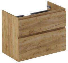 Thebalux Type wastafelonderkast 2 lades extra hoog met houten greeplijst wand MDF spaanderplaat navarro eiken 1TY80065NA