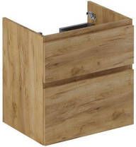 Thebalux Type wastafelonderkast 2 lades extra hoog met houten greeplijst wand MDF spaanderplaat sequoia 1TY60065SQ