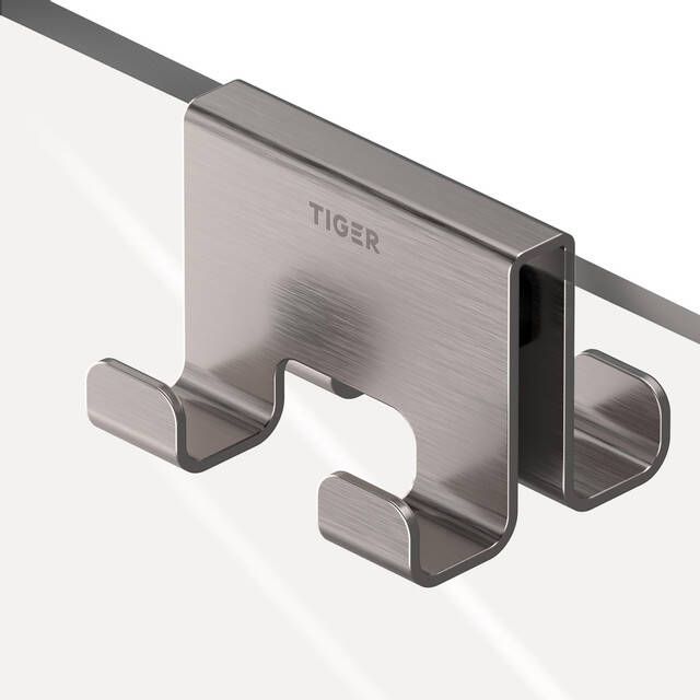 Tiger Caddy Handdoekhaak voor glaswand 6-8mm dubbel RVS geborsteld 800295