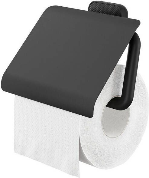 Tiger Carv Toiletrolhouder met klep Zwart 800239