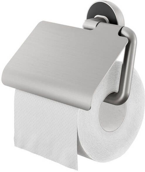 Tiger Cooper Toiletrolhouder met klep geborsteld RVS zwart 800224
