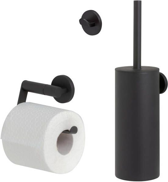 Tiger Noon Toiletaccessoireset Toiletborstel met houder Toiletrolhouder zonder klep Handdoekhaak Zwart 1321900701
