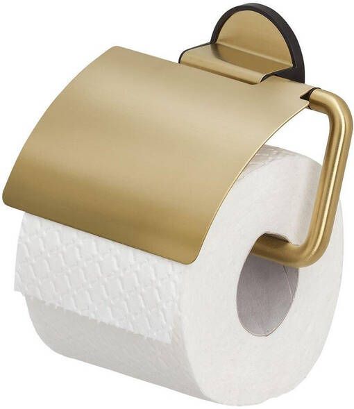 Tiger Tune Toiletrolhouder met klep zelfklevend geborsteld messing zwart 1326635646