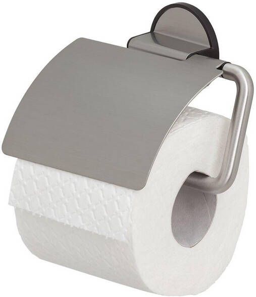 Tiger Tune Toiletrolhouder met klep zelfklevend geborsteld RVS zwart 1326630946