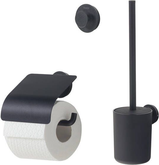 Tiger Urban Toiletaccessoireset Toiletborstel met houder Toiletrolhouder met klep Handdoekhaak Zwart 1316900701
