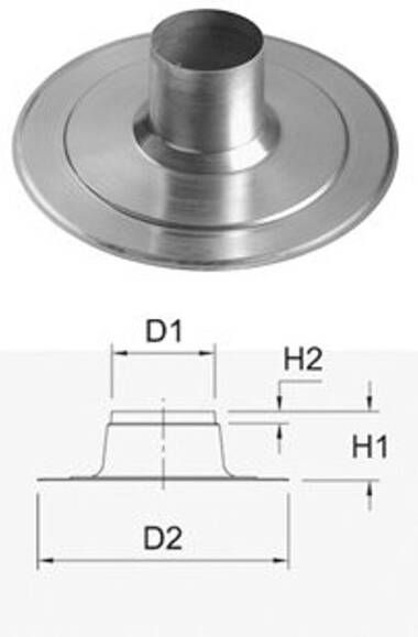 Ubbink Multivent aluminium plakplaat ø131mm 5-25° H=250mm t.b.v. Multivent dakdoorvoer op platte daken 169910