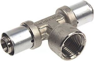 UPONOR MLC pers T stuk met binnendraad 40 x 1 2 binnendraad x 40 mm